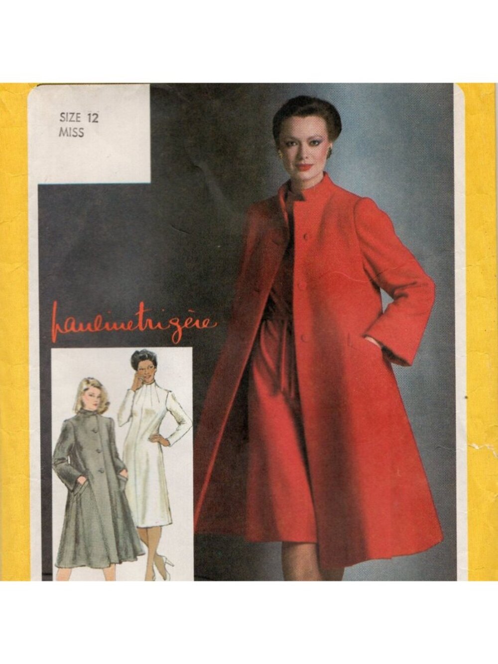80s Pauline Trigere Dress & Swing Coat Pattern Simplicity 9712 Sz 12 B34 FF
